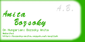 anita bozsoky business card